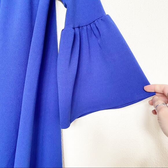 ASOS Blue Off the Shoulder Bell Sleeve Dress Size 0 - Picture 3 of 6